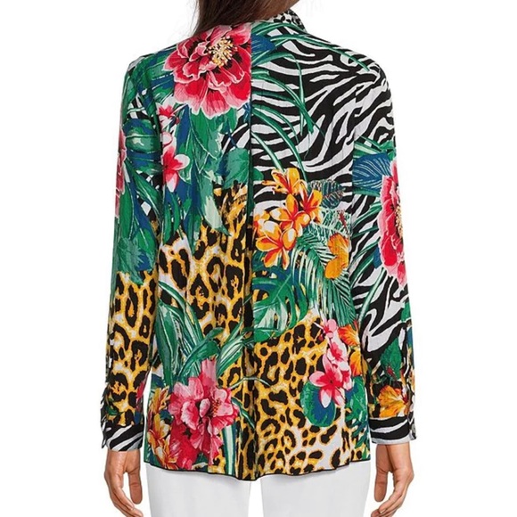 John Mark tropical animal print woven tunic - Picture 2 of 2